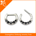 Indian style surgical steel piercing jewelry Black stone fancy nose ring jewelry